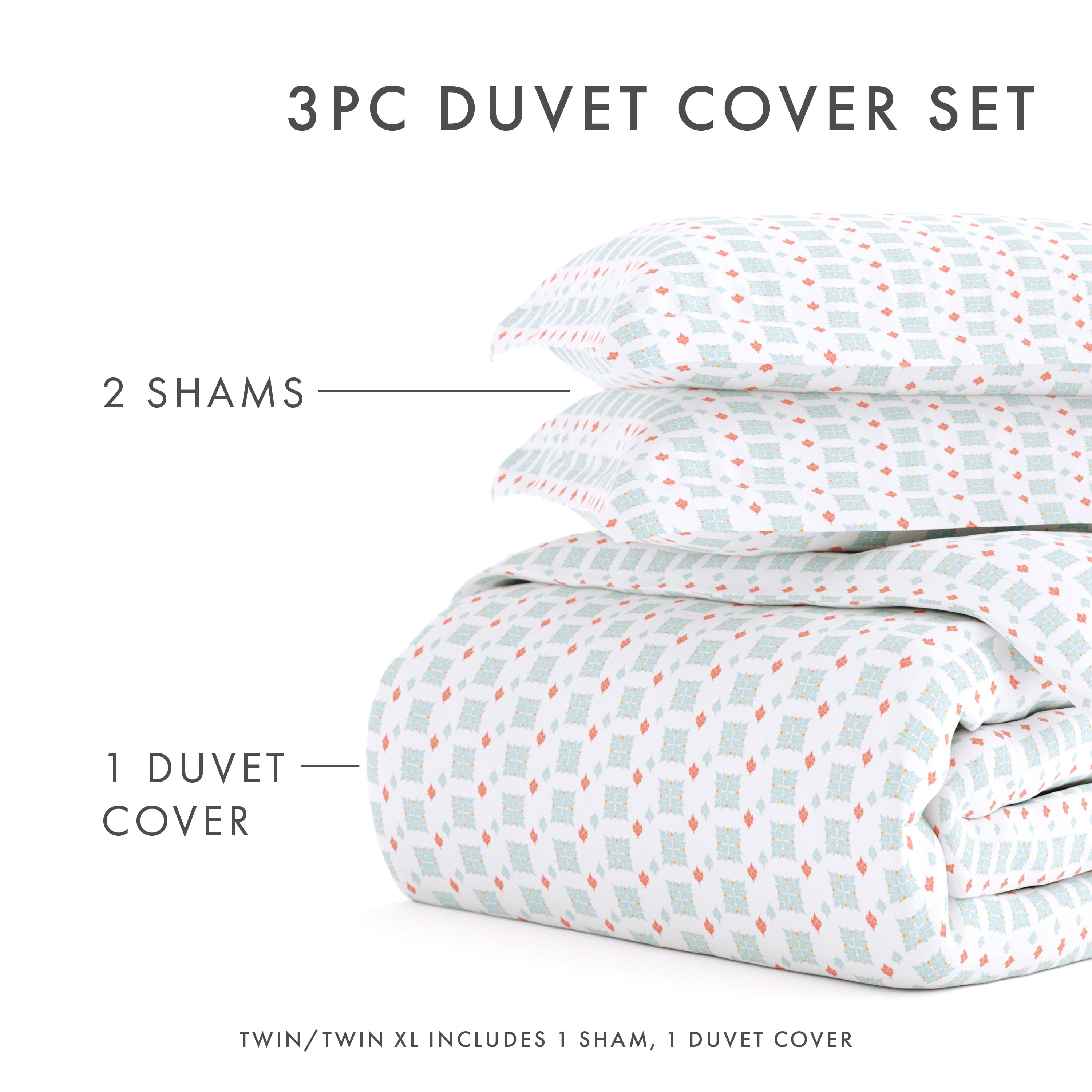 Noble Linens Aqua Lights in Blue Pattern 3-Piece Duvet Cover Set, King/Calking