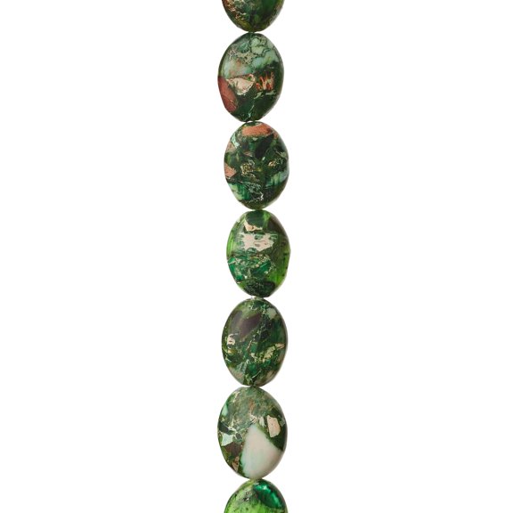 Bead Landing Green Imperial Jasper Oval Beads, 14mm, 12 Pack