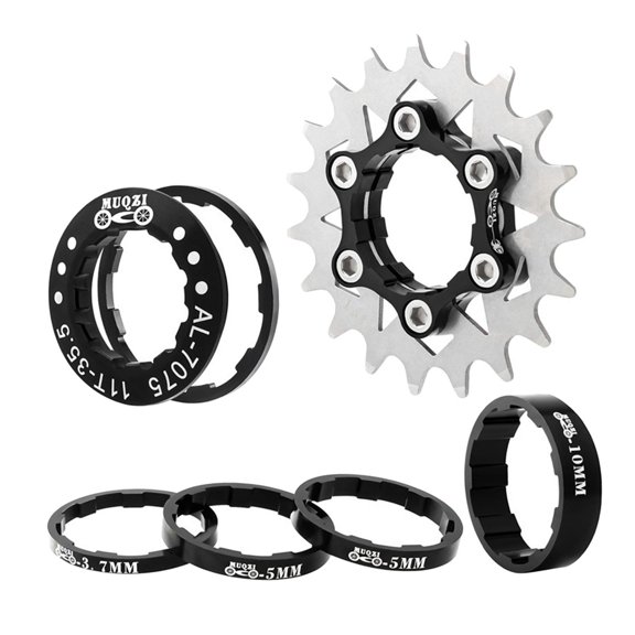 Lightweight Bike 19T Single Cassette Spacers Adapter Sprocket Freewheel Refit Parts Equipment - Black