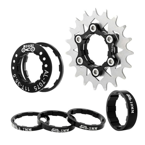 Espaciadores de Casete individual kusrkot para bicicleta de 19T adaptador de engranaje fijo de rueda libre de piñón Negro Casete de una velocidad