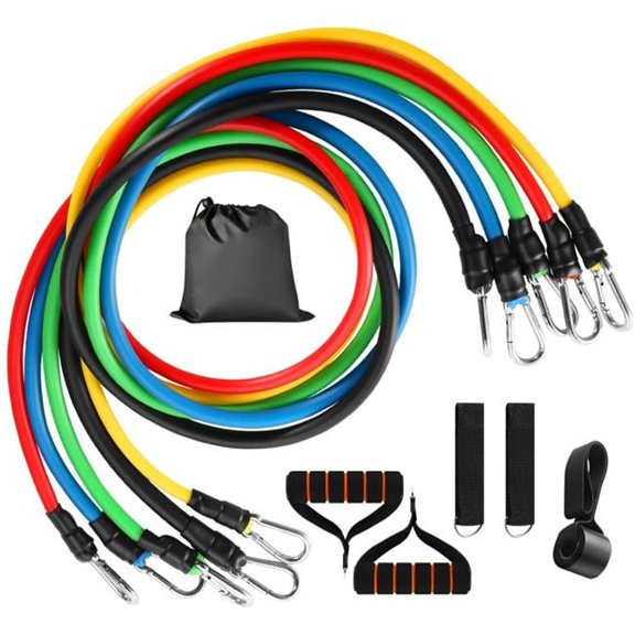 11-Piece Resistance Bands Set - Up to 100lbs - Fitness Workout Tubes with Door Anchor, Handles, and Ankle Straps
