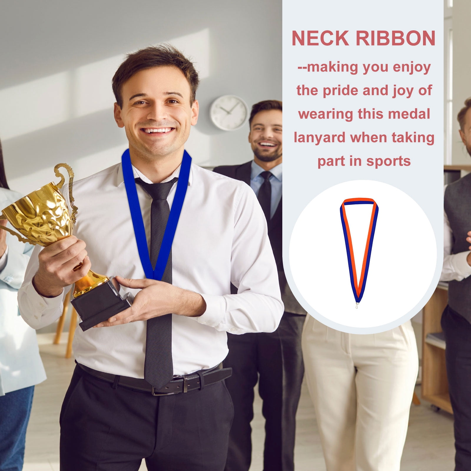 Uxcell 50Pcs Award Neck Ribbons with Snap Clip Medal Lanyards Blue/Orange