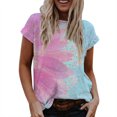 thumbnail image 1 of Gibobby Playera de Manga Corta con Cuello Redondo Mujeres Casual Summer Tops Floral Short Manga Round Neck Tee T Camisa lado suelto Tunic Blouse(Rosa caliente,XL), 1 of 5