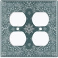 thumbnail image 3 of Metal Light Switch Plate Cover Green Gray Floral Bandana Paisley Tile Pattern TIL058, 3 of 13