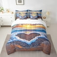 thumbnail image 2 of Erosebridal Sunset Bedding Set Love Heart Ocean Wave King Bedding Set Adults,Hawaii Beach Holiday Bed In A Bag 7 Pcs Sea Theme Coastal Sheet Set With Comforter, 2 of 5