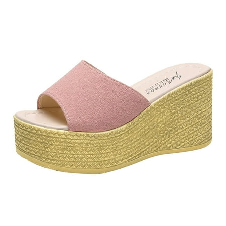 

Summer Slippers for Women Wedges Open Toe Thick Bottom Causal Classic Fit Slippers
