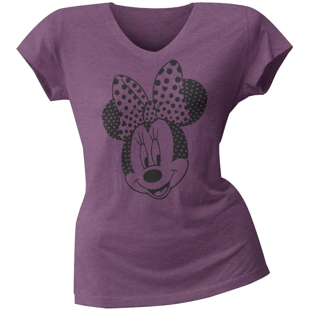 Minnie Mouse - Hearts Juniors V-Neck T-Shirt - Walmart.com