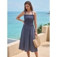 thumbnail image 3 of INSPIRE CHIC Women's Halter Neck Midi Dress Summer Smocked Waist Striped Sundress for Beach & Vacation XL Dark Blue, 3 of 7