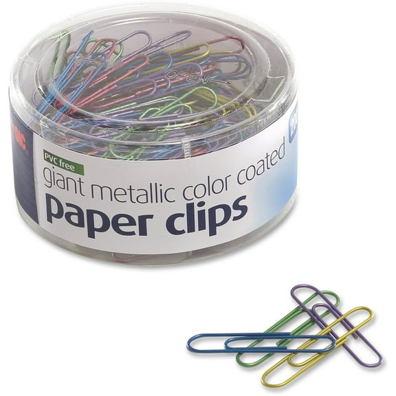 Officemate PVC-Free Assorted Color Coated Giant Paper Clips, 200 per Tub (97226)