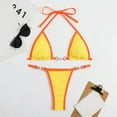 thumbnail image 5 of Gubotare Women's Chain Triangle Thong Bikini Set Sexy Two Piece Swimsuit Bathing Suit Yellow M, 5 of 5