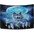 thumbnail image 3 of FREEAMG Wolf Dream Catcher Tapestry Hippie Wall Hanging Tapestries Aesthetic Decorative for Living Room Bedroom Ceiling 60x51In, 3 of 7