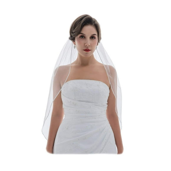SAMKY 1T 1 Niveau 1/8 Pouces Bord Ruban Voile de Mariage - Blanc Longueur des Doigts 36 Pouces V548
