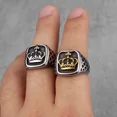 thumbnail image 4 of Crown Golden Silver Color Men Rings Punk Hip Hop Trendy Cool for Boyfriend Male 14K White Gold Jewelry Creativity Gift, 4 of 8