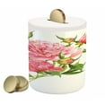 thumbnail image 1 of Watercolor Piggy Bank, Pink Peonies with Strong Green Leaves Ecology Flourish Nature Inspired Bouquet, Ceramic Coin Bank Money Box for Cash Saving, 3.6" X 3.2", Pink Green, by Ambesonne, 1 of 4