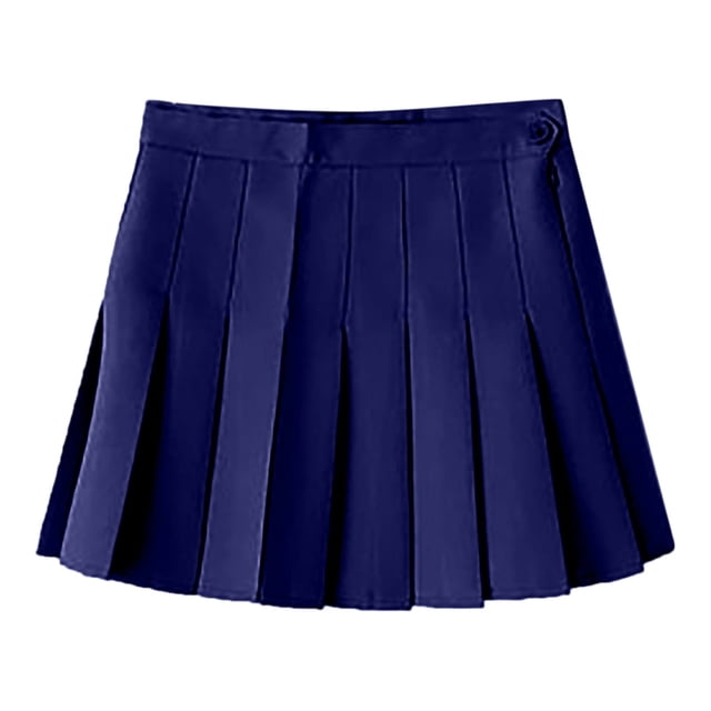 Faldas plisadas Prolriy para mujer, falda acampanada con cadena en la cintura para mujer, falda plisada a cuadros de cintura alta, faldas para mujer, azul L