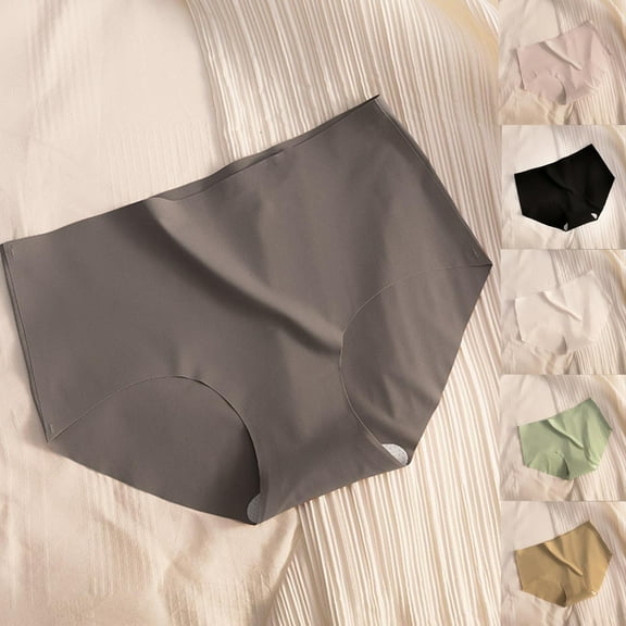 Agkizg Plus Size Womens Panties,Breathable Underwear for Womens Solid Color Seamless Underwear Thin Mid Waist Non Hip Underwear