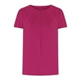 thumbnail image 3 of BLVB Summer Tops for Women Trendy Petal Sleeve Crewneck Short Sleeve Blouse Pleated Casual Going out Shirts, 3 of 6