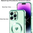thumbnail image 3 of Compatible with iPhone 14 Pro Max Magnetic Case for Women Girls,Light Luxury Cute Love Heart MagSafe Plating Electroplated Bling Case Raised Full Camera Lens Protection Phone Case-Green, 3 of 13