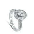 thumbnail image 4 of Solitaire Halo Clear CZ Wedding Ring Set .925 Sterling Silver Band White Jewelry Female Size 7, 4 of 4