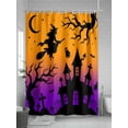 thumbnail image 5 of Fsddascl Halloween Shower Curtain Set - 72" x 78" Washable Bathtub Curtain with 12 Hooks, Ghost Castle Bat Witch Gradient Orange Purple Waterproof Fabric Stall Shower Curtains for Bathroom/Bathtub, 5 of 6