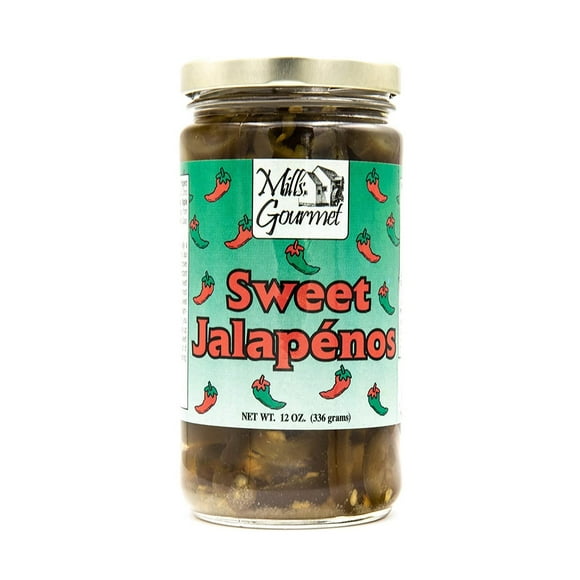 Mills Gourmet Sweet Jalapeos | Fresh Spicy Jalapenos | All Natural and Fresh Ingredients - 12 oz Jar (336 grams)