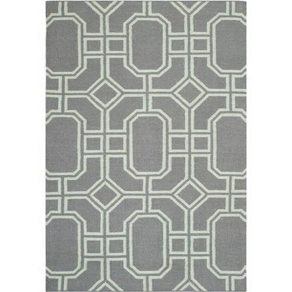 SAFAVIEH Dhurrie Sebastian Geometric Wool Area Rug, Grey/Light Blue, 3' x 5'