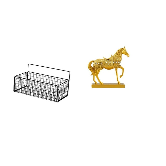 Cesta de almacenamiento,Cesta organizadora de almacenamiento de cocina colgante de alambre,Organizador de pared para baño con cesta de almacenamiento de alambre,Estatuas de caballos,Estatuas