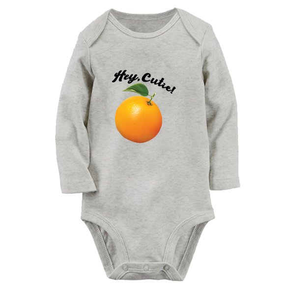 iDzn Hey Cutie Orange Funny Rompers, Newborn Baby Unisex Bodysuits, Infant Jumpsuits, Toddler Kids Long Sleeve Oufits