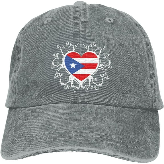 Puerto-Rico-Flag Hat Distressed Cotton Washed Baseball Cap Black Novetly Denim Hats Unisex Adjustable