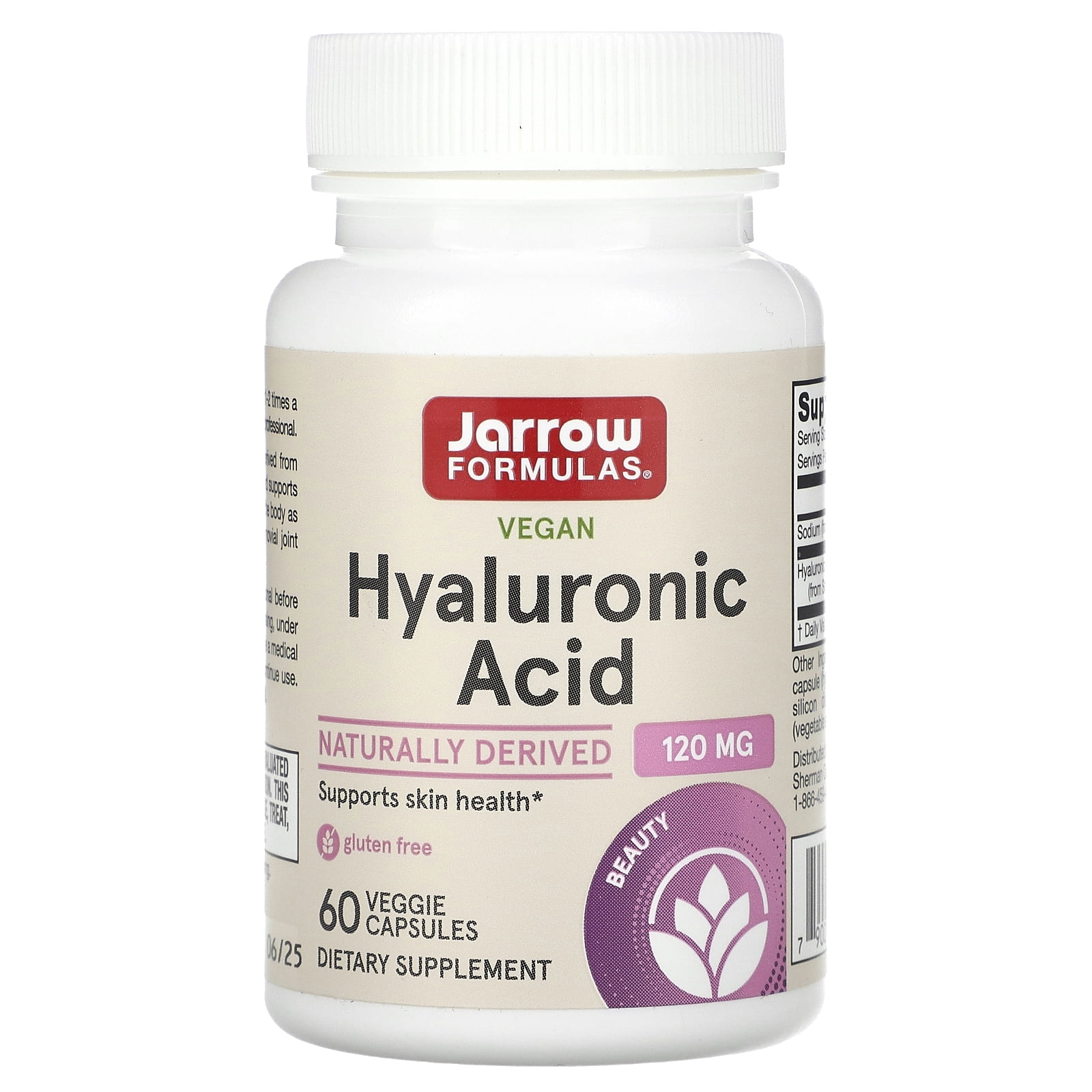 Jarrow Formulas Hyaluronic Acid, Promotes Skin Hydration and Healthy Joints, 60 Veggie Caps