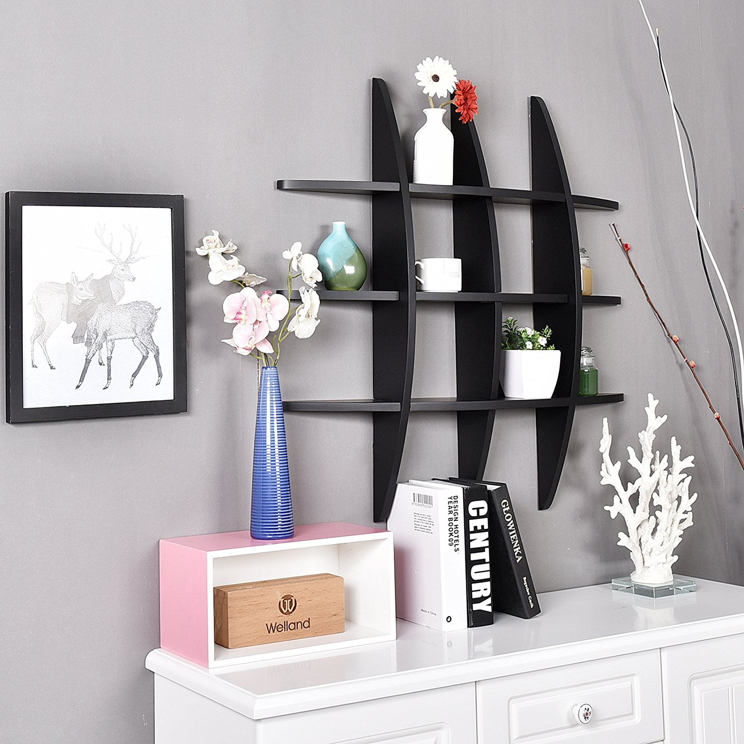 Lowestbest Cross Display Wall Shelf, Wall Mounted Floating Shelves, Black Lowestbest Cross Display Wall Shelf, Wall Mounted Floating Shelves, Black