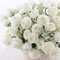 thumbnail image 4 of Flor artificial para ramos de boda, ramo de seda falsa, flor rosa con 10 Blanco, 4 of 9