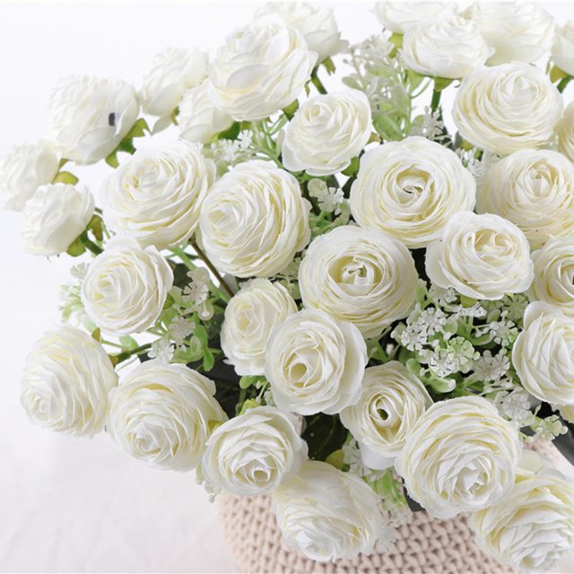 10 Cabezas Hermosas Rosas De Camelia Artificiales De Accesorios De Fotografía O Decoración De Casas perfecl Flor artificial Rosa
