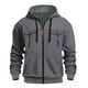 thumbnail image 1 of pstuiky camisetas de manga larga para hombre, Sudadera con capucha multibolsillos para hombre, informal, de moda, con cremallera, color liso, manga larga tops de invierno para hombre xl, 1 of 5
