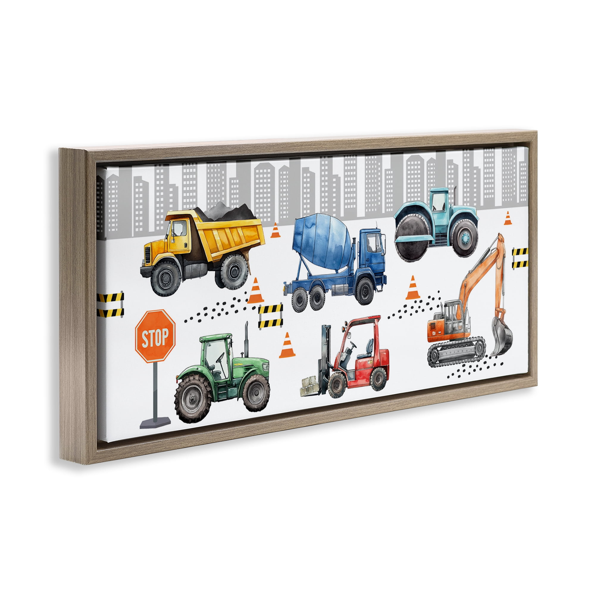 Stupell Industries City Keeps On Moving Brown Framed Floater Canvas Wall Art, design by Christine Simpson Art