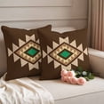 thumbnail image 2 of Brown Green Boho Outdoor Waterproof Pillow Covers, Vintage Southwest Abstract Geometric Decorative Square Throw Pillowcase Sofa Cushion Sham for Patio/Couch/Chair, 26"x26" 2 Pack, 2 of 8