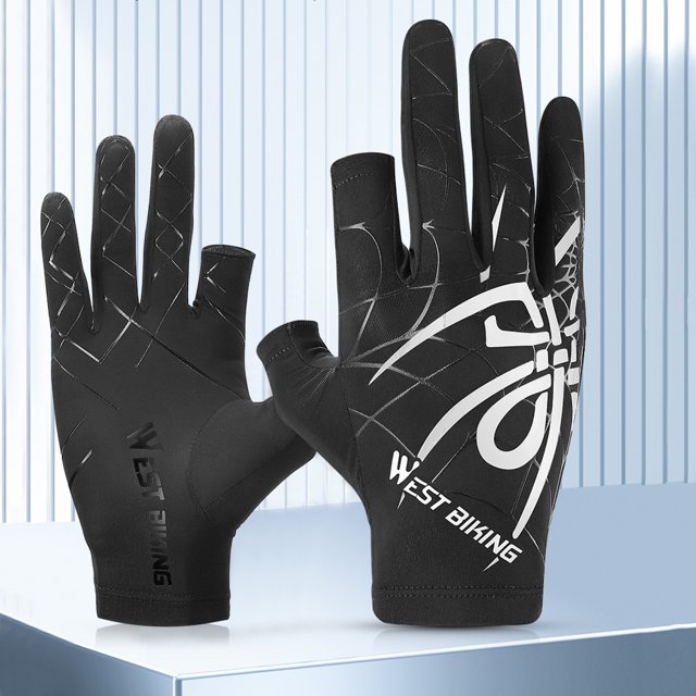 WEST BIKING Guantes de bicicleta Guantes de mano transpirables con corte de dos dedos (Blanco L)