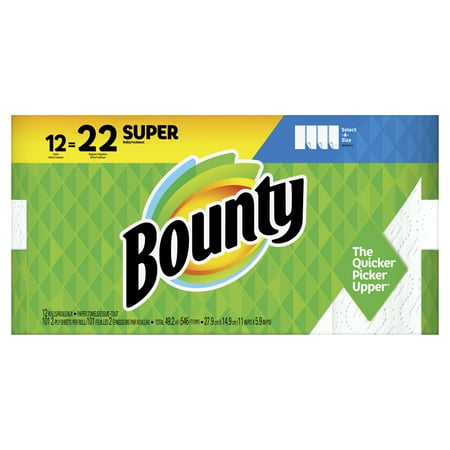 Bounty Select-A-Size Paper Towels, White, 12 Super Rolls = 22 Regular Rolls