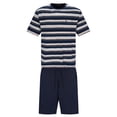 thumbnail image 1 of hajo Pijama corto para hombre - Klima-Light, cuello redondo, pijama, shorty, mezcla de algodón Azul/Gris L (Large), 1 of 5
