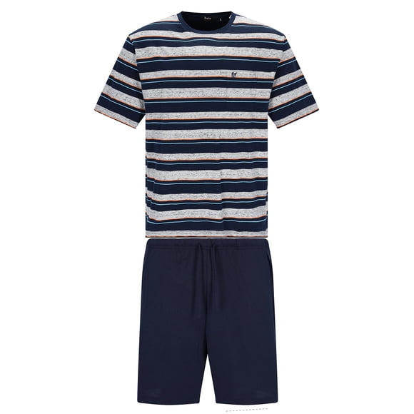 hajo Pijama corto para hombre - Klima-Light, cuello redondo, pijama, shorty, mezcla de algodón Azul/Gris 2XL (XX-Large)