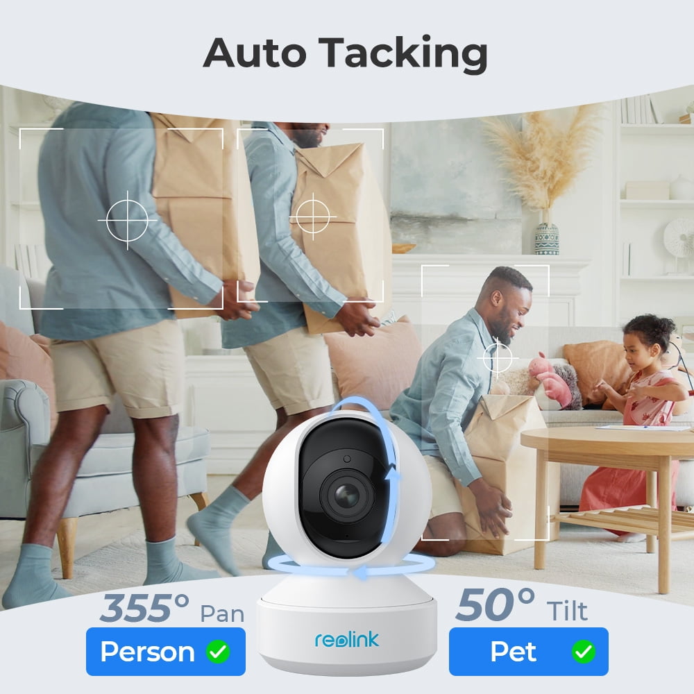 Reolink E1 Zoom 4K Wi-Fi 8MP Indoor PTZ Camera, 3X Optical Zoom, Auto Tracking, Night Vision, Crying/Pet Detection, 2-Way Audio