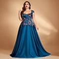 thumbnail image 4 of AURA Evening Dress Sequin Embroidered Square Neck Party Gold Slim Fit Long Dress Plus Size, 4 of 7
