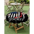 thumbnail image 3 of Outdoor Tablecloth with Umbrella Hole and Zipper, Black American Flag Round Table Cloth 54 Inch Waterproof Tablecloth, Abstract Red Hockey Stripes Us Flag Picnic Table Cover for Patio Camping, 3 of 7