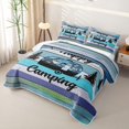 thumbnail image 3 of Erosebridal Happy Camping Quilt King for Boys Girls, Blue Camper Travel Trailor King Coverlet Set, 3 of 7