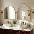 thumbnail image 2 of YVANLA 34"x32" Arched Bathroom Mirror Wall Mounted Mirror with Aluminum Alloy Frame, Gold, 2 of 9