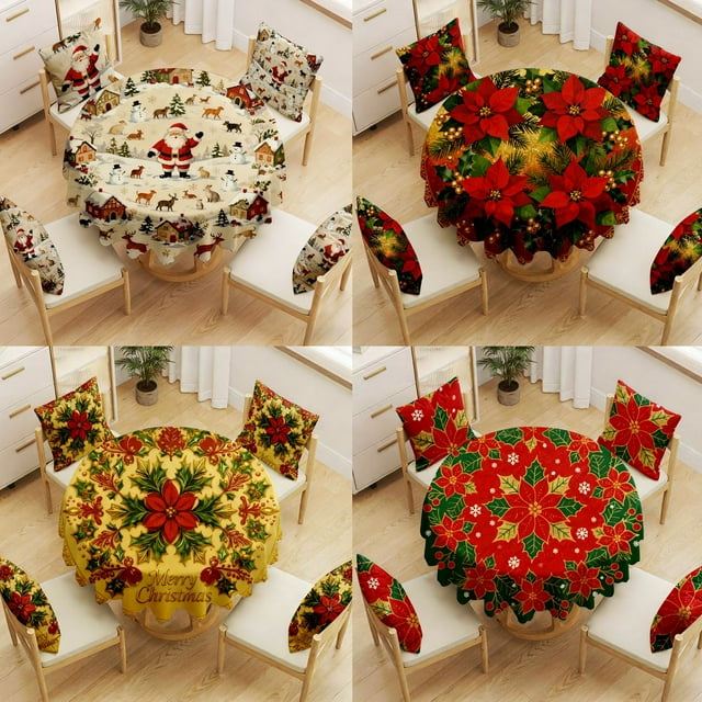 Christmas Tablecloth with Santa Claus - Festive Holiday Dining Table Decor for Parties & Family Gatherings