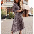 thumbnail image 3 of Vestido largo con cintura anudada,Vestido floral de manga larga Vestido con estampado floral Vestido largo con solapa Lo mejor de la línea, 3 of 5