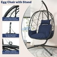thumbnail image 5 of BTMWAY Wicker Egg Chair with Stand and Removable Cushion, Outdoor Indoor Swing Hammock Chair Hanging Basket Chair for Patio Balcony Porch Living Room, Navy, 5 of 10