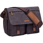 Messenger Bag for Men,Vaschy Water Resistant Canvas 14inch Laptop Shoulder Commuter Bag for Men and Women Dark Gray