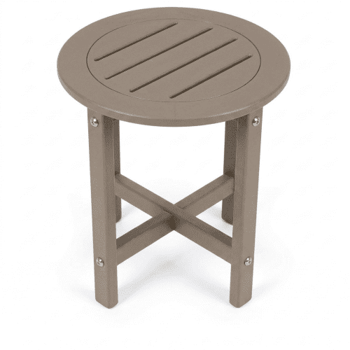 Round Outdoor Side Table, Patio Garden Stool Coffee End Table Nightstand for Small Spaces, Living Room, Front Porch, Poolside